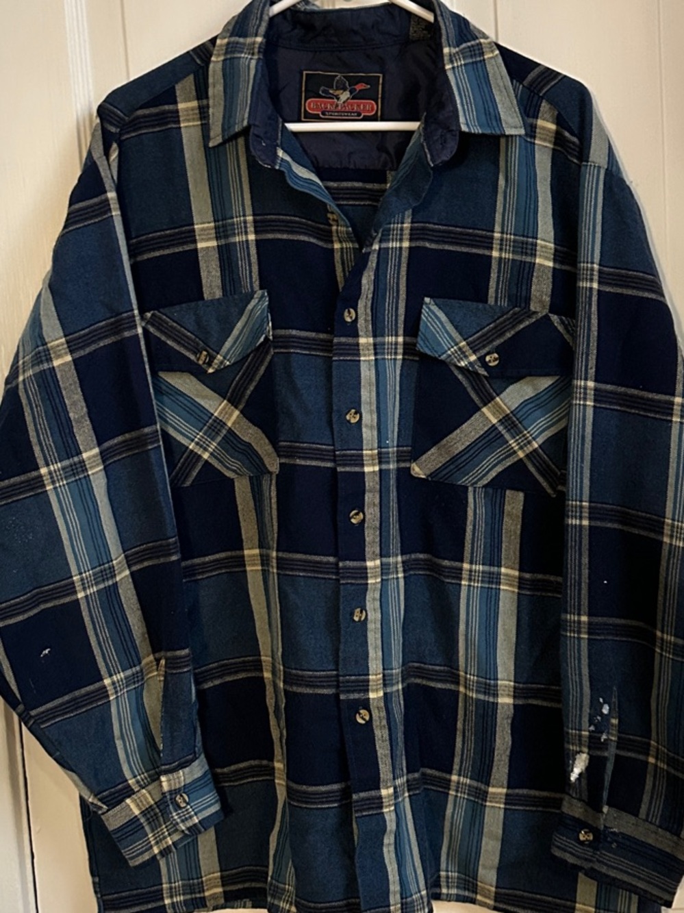 VINTAGE Backpacker Sportswear Navy Plaid Flannel - XL